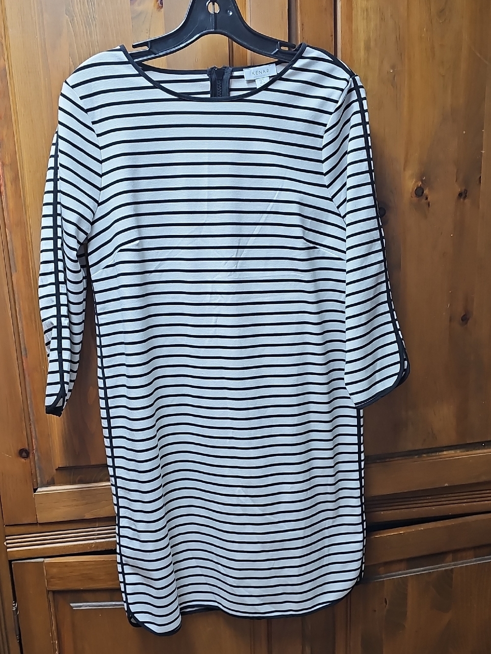 Kenar White and Black Striped Midi Dress